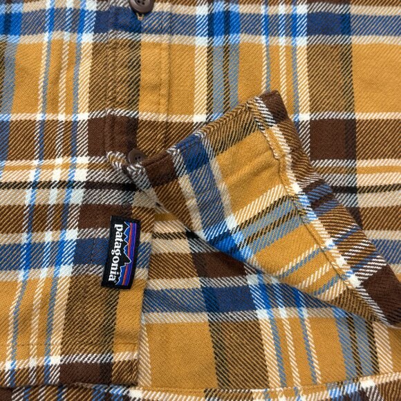 Patagonia Fjord Flannel Mens XL Button Up Shirt Brown Plaid Long Sleeve Recent - Picture 3 of 10